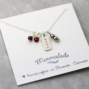 Marmalade Designs Mama & 2 Peas Necklace With Gemstones