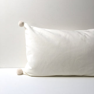 Pi'lo Small Velvet Pillow with Pom-Poms