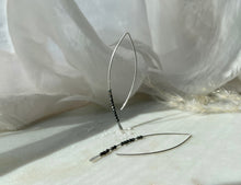Load image into Gallery viewer, Medium Oxidized Beaded Crescent Earrings Sterling Silver