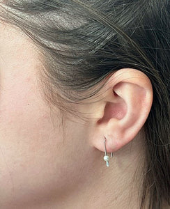 Pearl Tiny Hook Earrings Sterling Silver