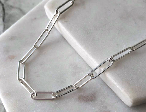 Strut Jewelry Silver Flat Link Connection Chain Necklace