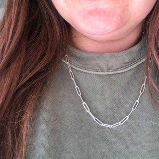 Sterling Silver Flat Link Connection Chain Necklace
