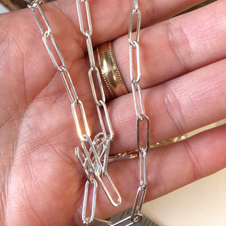 Sterling Silver Flat Link Connection Chain Necklace