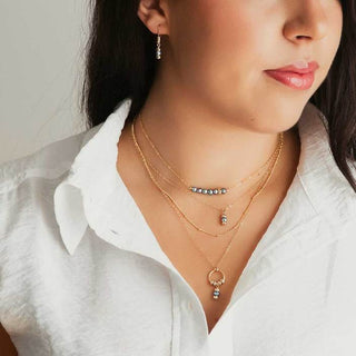 Strut Jewelry Iridescent Pearl Bead Circle Necklace