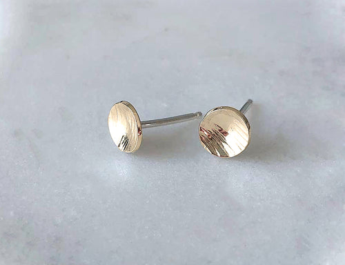 Strut Jewelry 14K Gold-Filled and Silver Textured Dot Studs