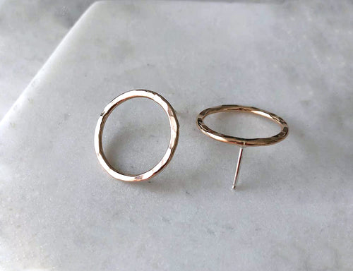 Strut Jewelry 14K Gold-Filled and Silver Medium Hammered Circle Studs