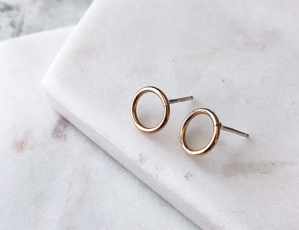 Strut Jewelry 14K Gold-Filled and Silver Mini Open Circle Studs
