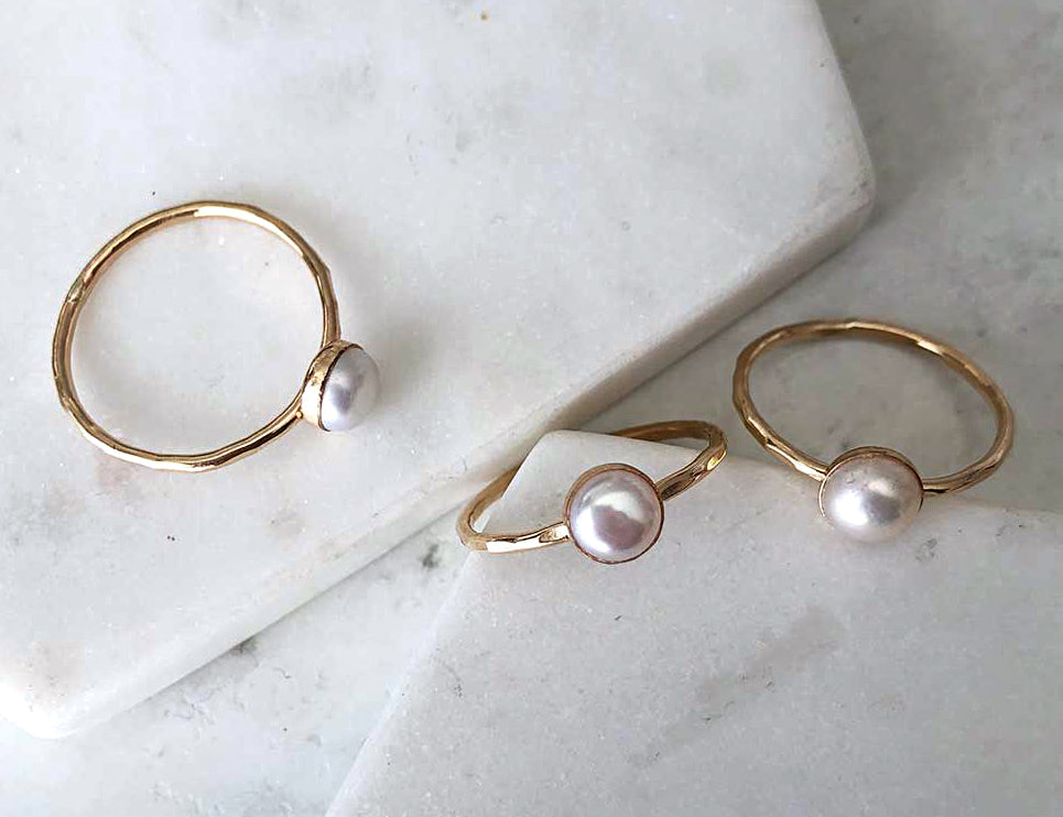 Strut Jewelry 14K Gold-Filled Pearl Stacking Ring