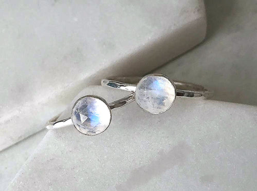 Strut Jewelry Sterling Silver Rainbow Moonstone Stacking Ring