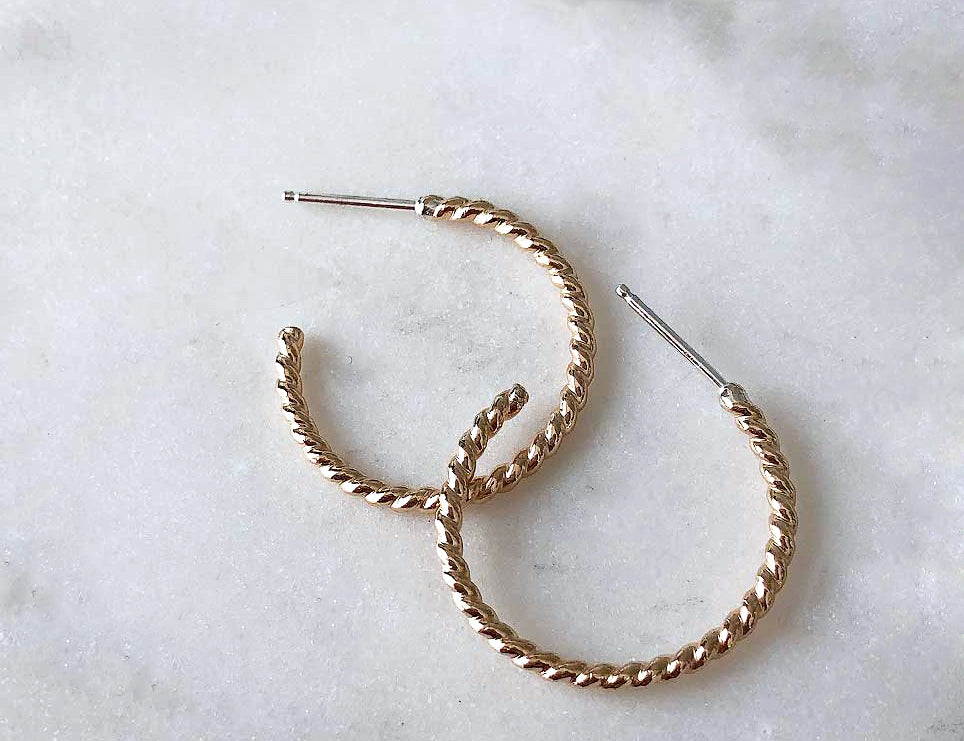 Strut Jewelry 14K Gold-Filled and Silver Twist Hoop Earrings