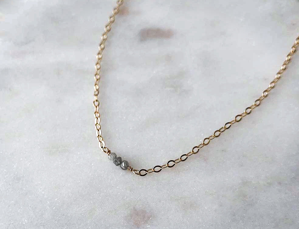 Strut Jewelry 14K Gold-Filled Baby Diamond Trio Necklace